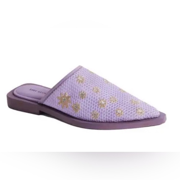 Free People Becky Daisy Pointed Toe Mule Stormy Lavender Embroidered Size 8 New - Picture 3 of 8